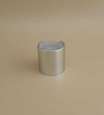 Серебристая алюминиево-пластиковая круглая гладкая крышка с прозрачной кнопкой для флаконов для ухода за кожей